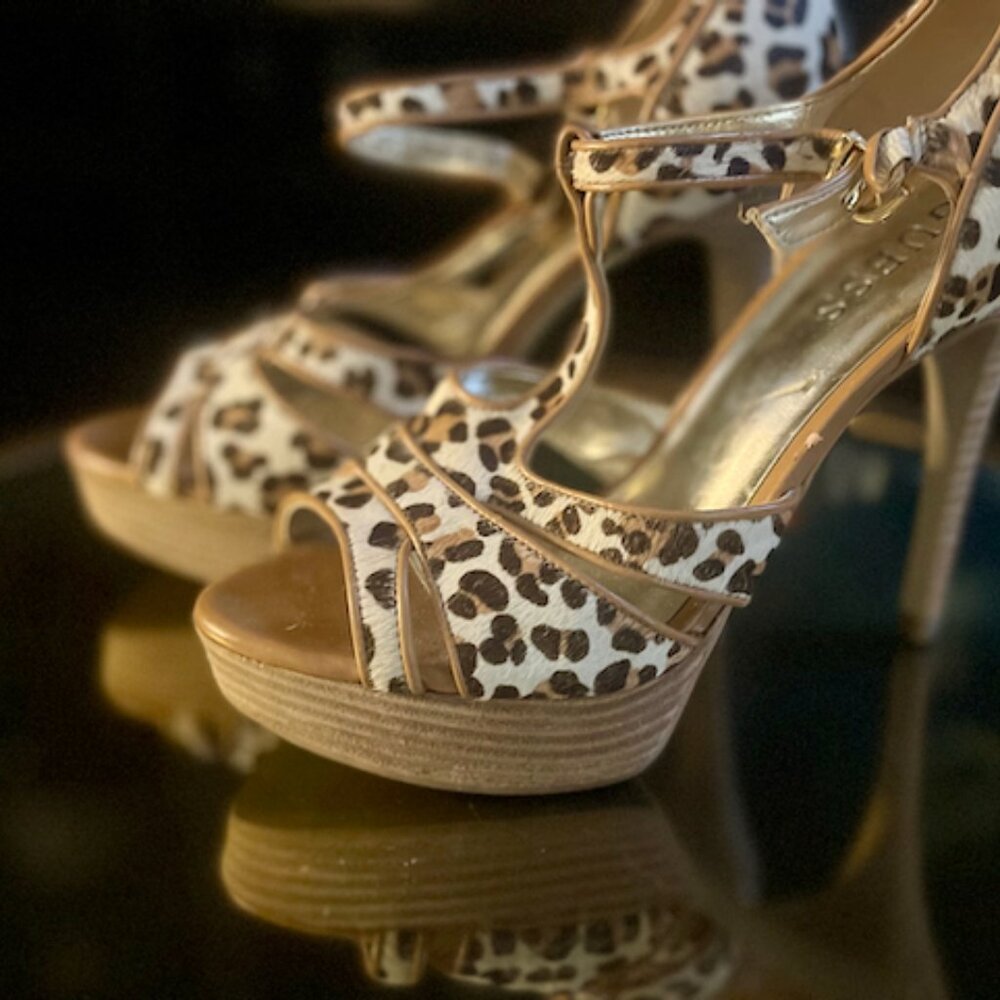 Guess leopard T-Strap heels